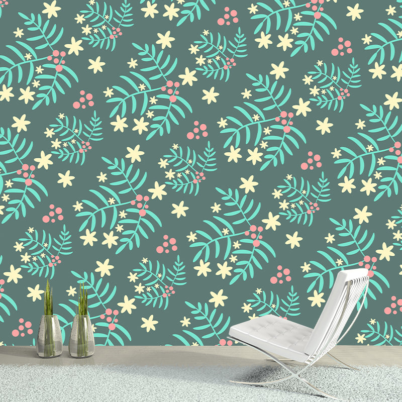 Tropical Plant Mural Mildew Resistant Wallpaper for Wall Decor