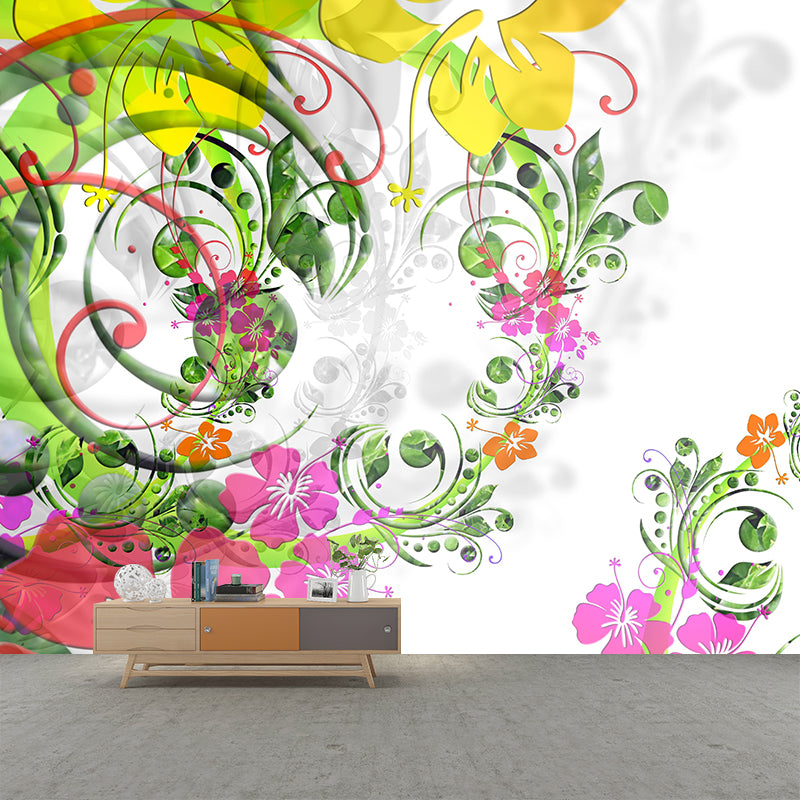 Mildew Tropical Plant Mural Resistant Wallpaper for Home Decor