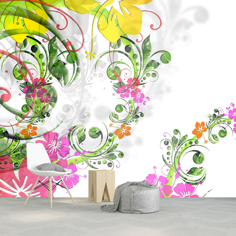 Mildew Tropical Plant Mural Resistant Wallpaper for Home Decor
