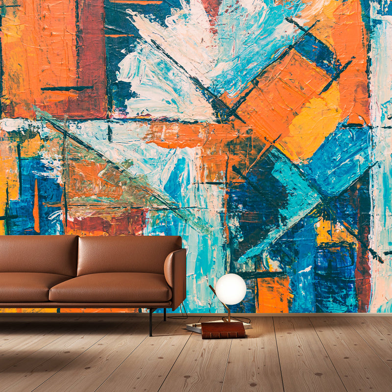 Vivid Resistant Wallpaper Contemporary Abstract Mural Mildew for Home