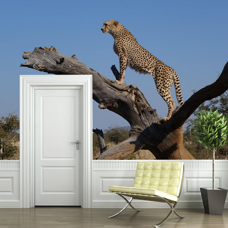 3D Print Leopard Contemporary Wild Animal Mural Mildew Resistant Wallpaper for Home