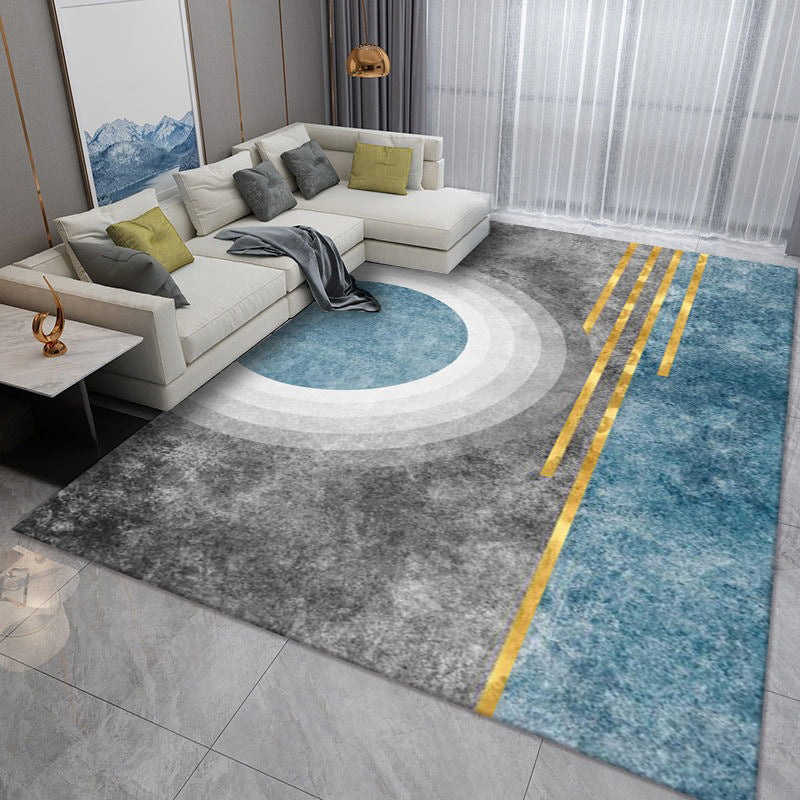 Luxuriant Modern Rug Gold Stripe Rug Washable Rug for Living Room