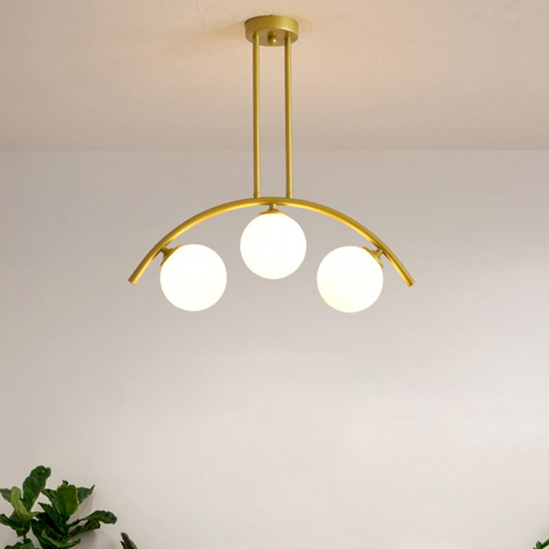 Pendente dell'isola postmoderno 3/5/7 light con luce piena di soffitto curvy in oro per ombra chiara/bianca per cucina