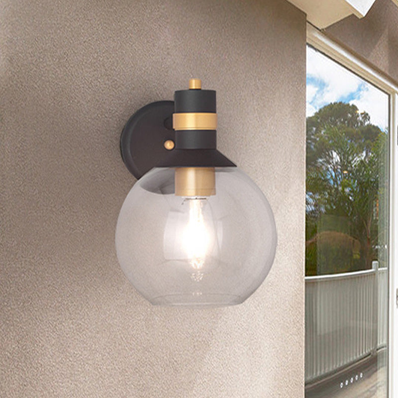 Cilindro de iluminación de pared de pared negra de vidrio transparente/semicírculo/lámpara industrial cuadrada de 1 luz, 6 "/8" de ancho