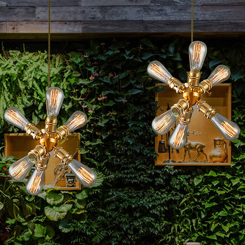 6 têtes Bulbe Lampe suspendue vintage en laiton industriel LAMPE METALLIQUE LAMPE POUR BAR