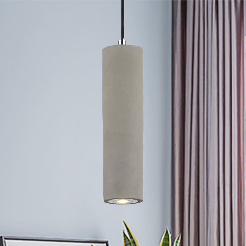 10"/19.5" Tube Pendant Lighting in Nordic Style Cement 1 Light Grey Hanging Ceiling Light in Warm/White Light