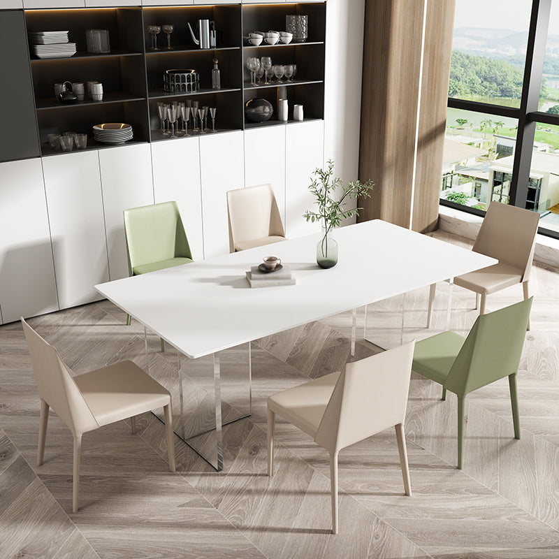 Modern 1/4/5/7 Pieces Dining Set Sintered Stone Dining Table Set with Leather Chairs