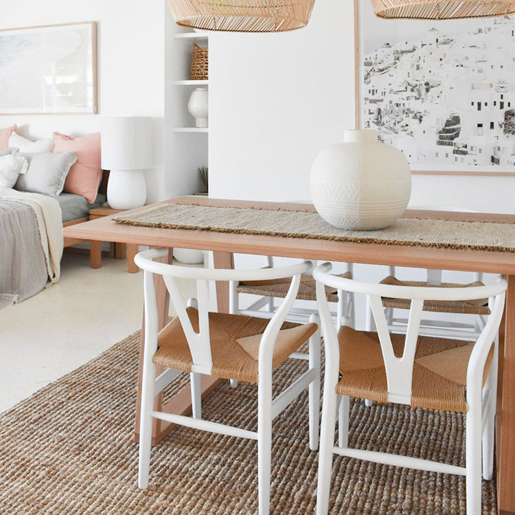Solid Wood Contemporary Rectangular Table Wood Top Table with Sled Base