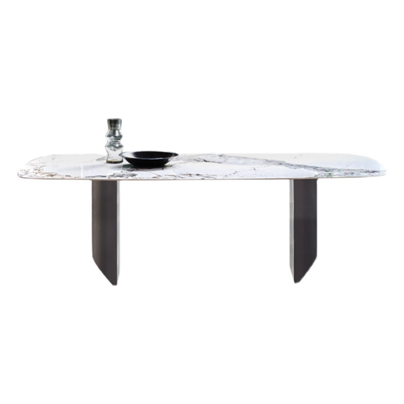 Metal Traditional Luxury Rectangle Table Sintered Stone Top Indoor Table for Kitchen