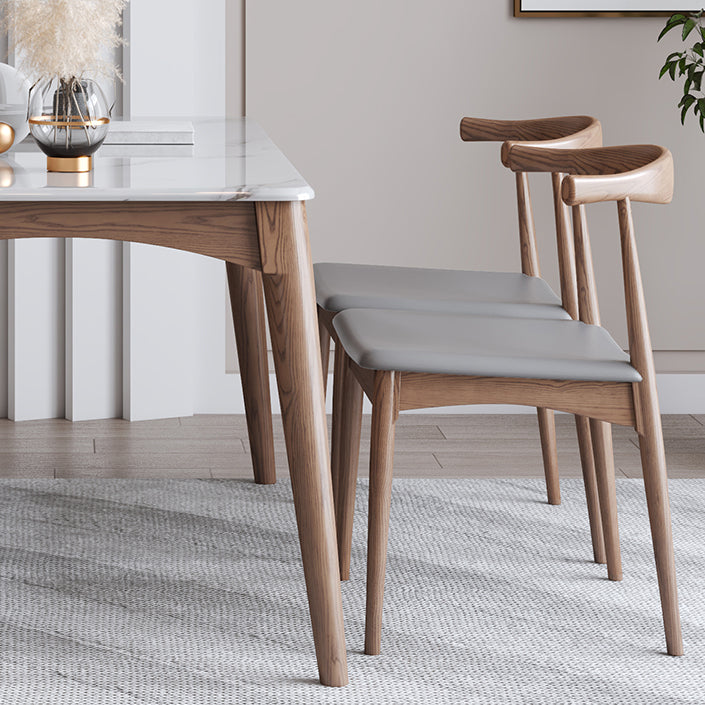 Rectangle 4 Legs Table Mid-Century Modern White Top Fixed Table