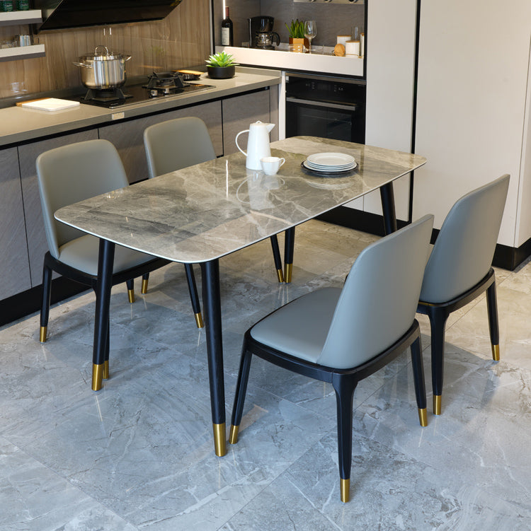 Mesa de comedor rectangular de mediados de siglo Mesa fija de piedra sinterizada para restaurante