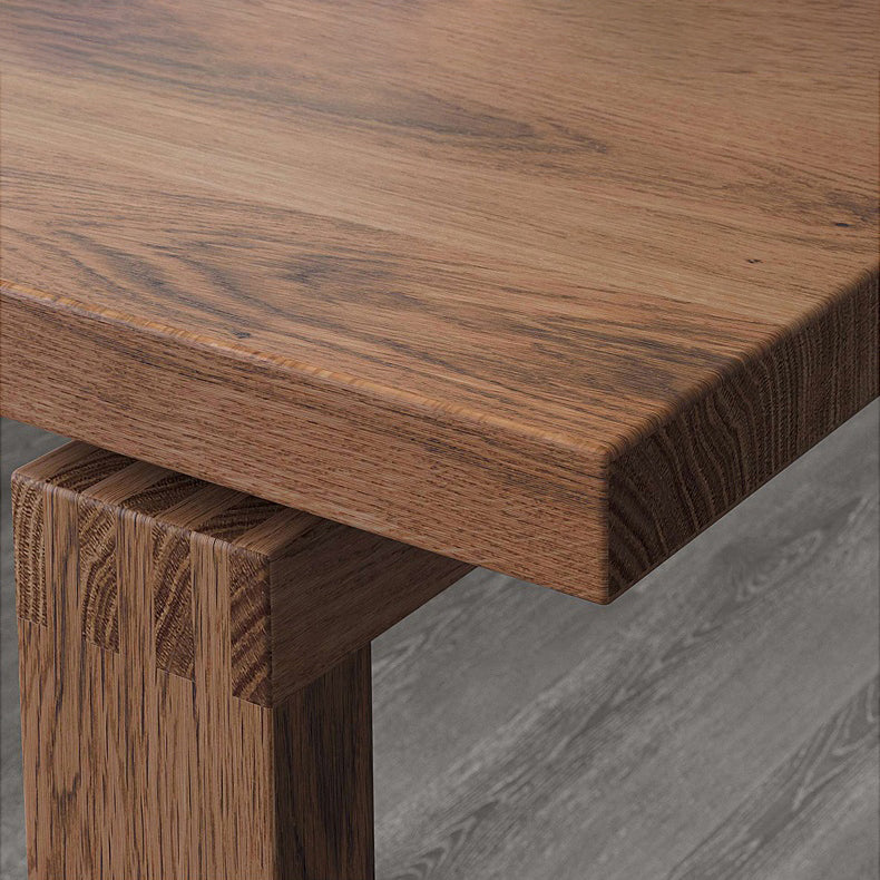 Rectangle Modern Dining Table Ash Solid Wood Table with Double Pedestal Base