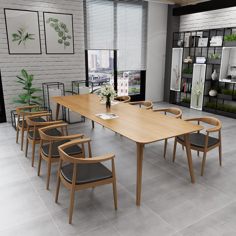 Solid Wood Contemporary Dining Table Rectangle Table with 4 Legs