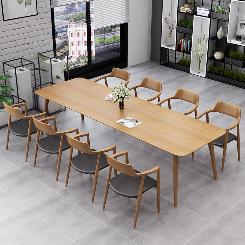 Solid Wood Contemporary Dining Table Rectangle Table with 4 Legs