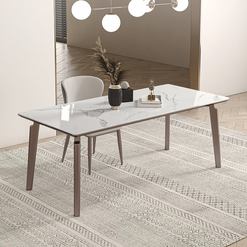 Sintered Stone Medieval Modern Table Rectangle Table with 4 Wooden Legs for Restaurant