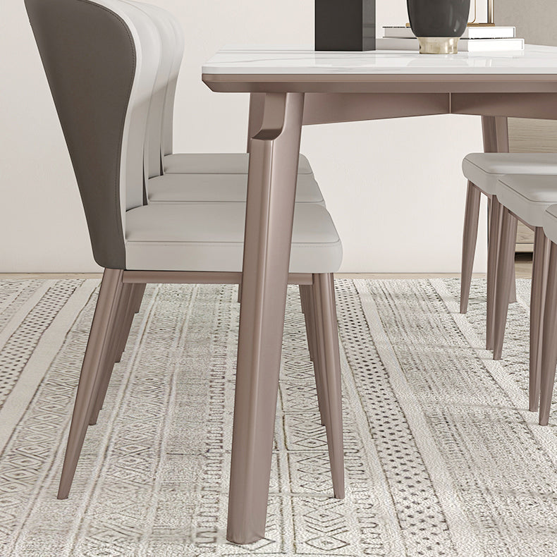 Sintered Stone Medieval Modern Table Rectangle Table with 4 Wooden Legs for Restaurant