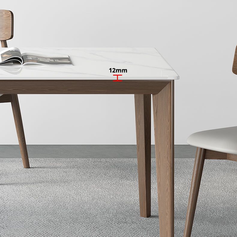 Rectangle Medieval Modern Dining Table Sintered Stone Table with 4 Wood Legs