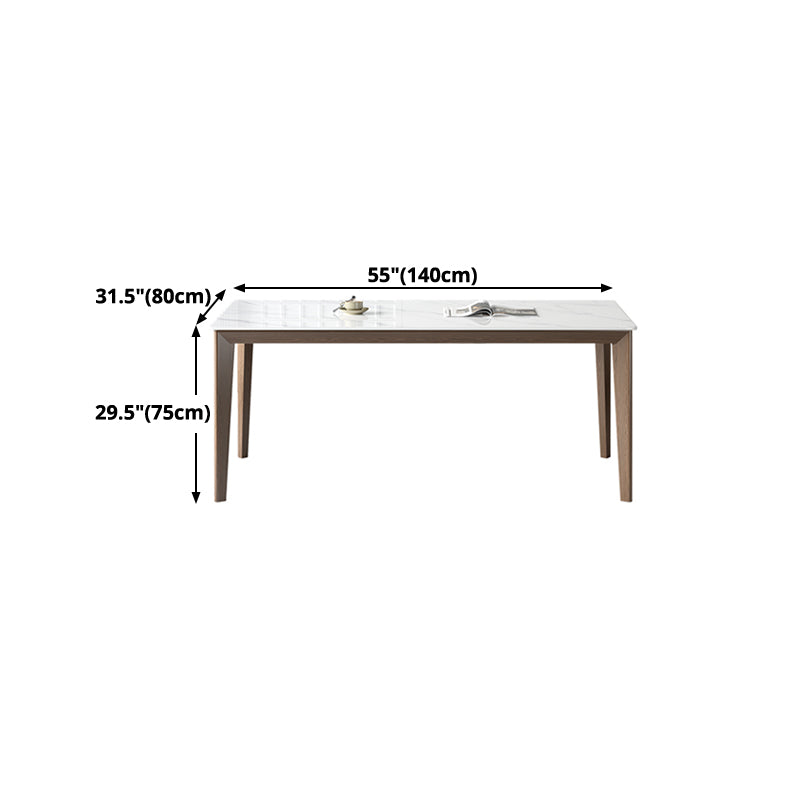 Rectangle Medieval Modern Dining Table Sintered Stone Table with 4 Wood Legs