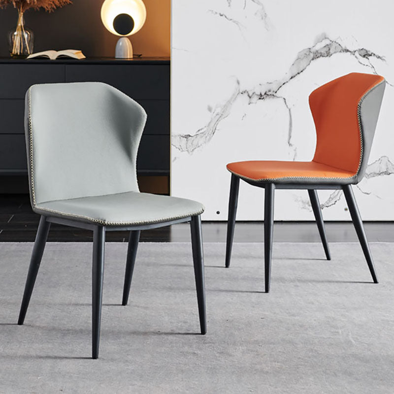 Minimalist Style Wingback Parsons Chair Leather Dining Chairs for Kitchen