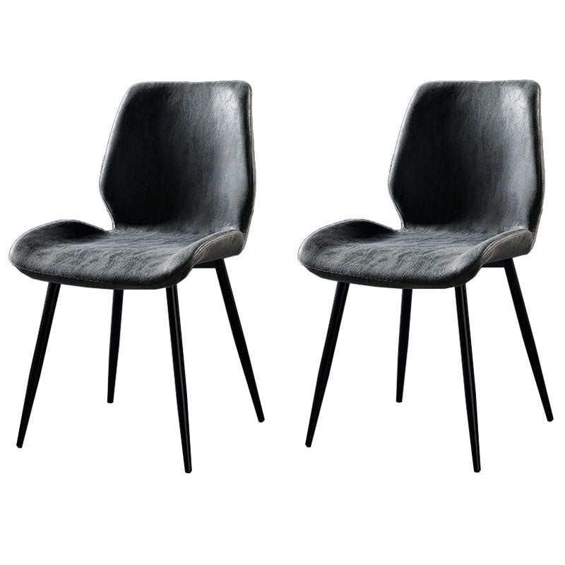 Chaise de salle à manger de style moderne chaise latéral sans bras avec des jambes en métal pour la cuisine