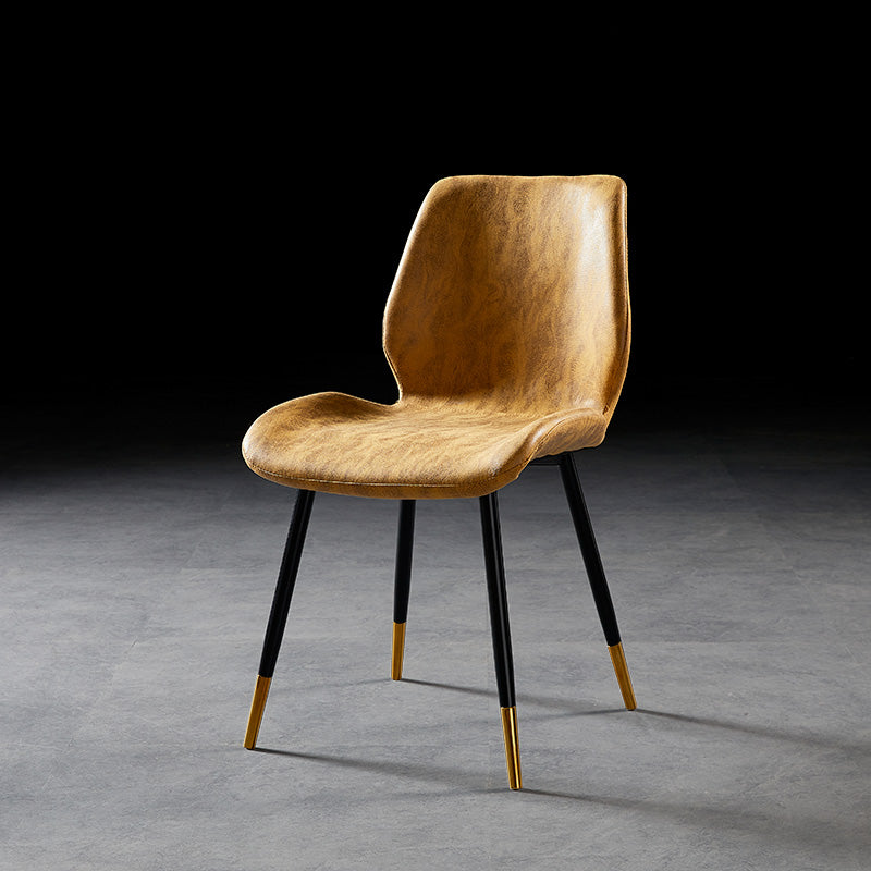 Chaise de salle à manger de style moderne chaise latéral sans bras avec des jambes en métal pour la cuisine