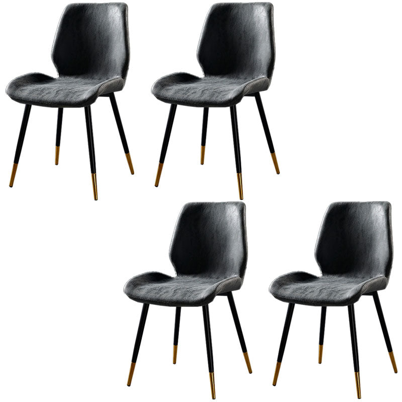 Chaise de salle à manger de style moderne chaise latéral sans bras avec des jambes en métal pour la cuisine