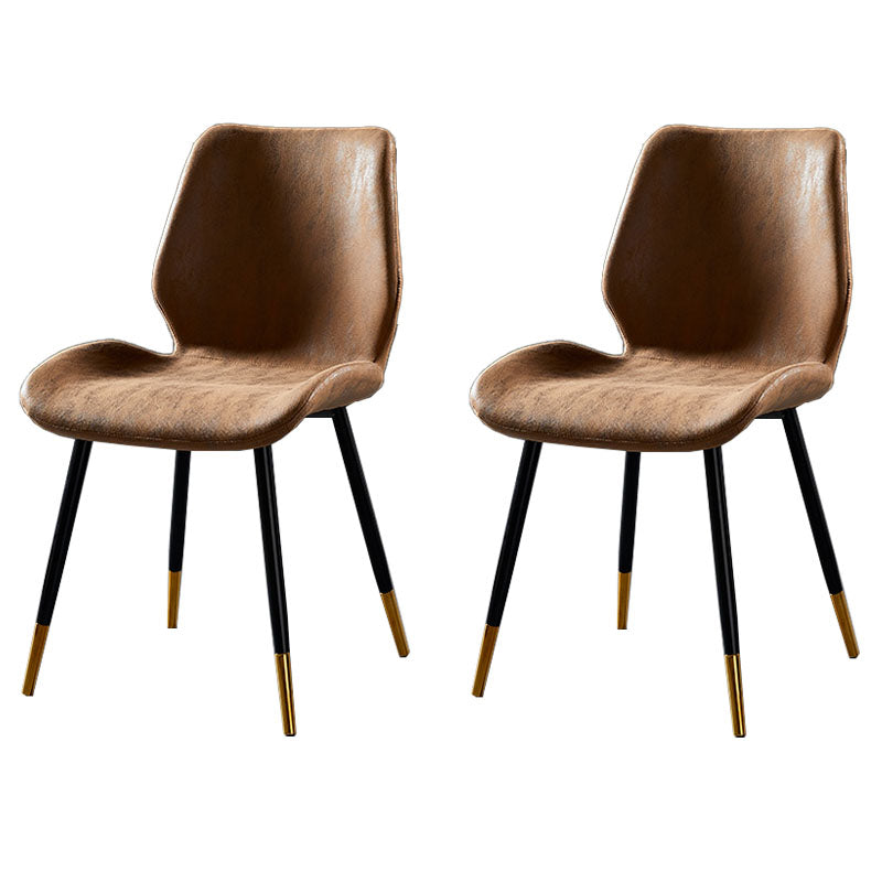 Chaise de salle à manger de style moderne chaise latéral sans bras avec des jambes en métal pour la cuisine