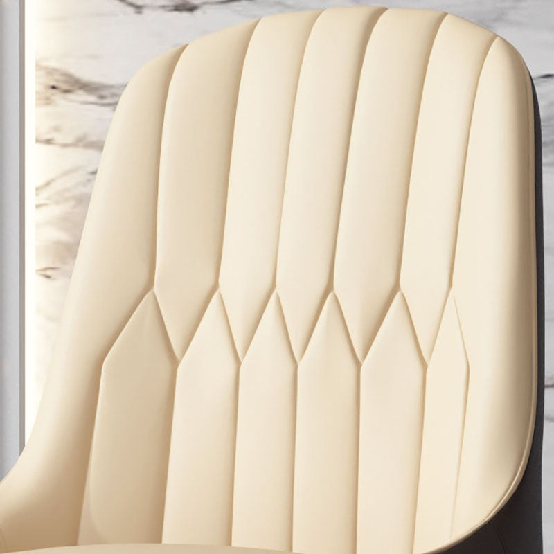 Scandinavian Style Solid Back Arm Chairs Leather Dining Chairs with Wooden Legs