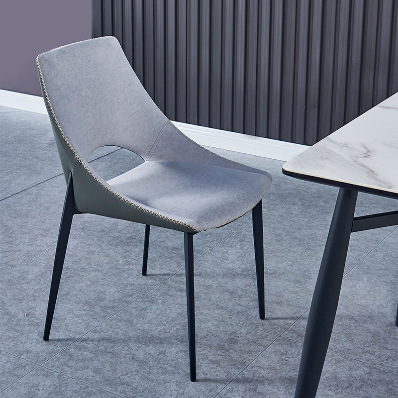 Silla de comedor tapizada con respaldo abierto de estilo moderno, sillas de comedor sin brazos