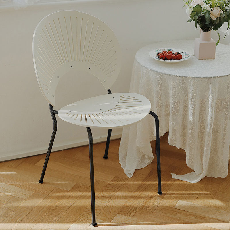 Silla lateral de comedor con respaldo abierto de estilo industrial, sillas de comedor de metal para el hogar