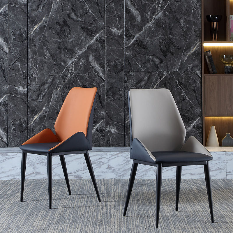 Silla de comedor de metal industrial, sillón de comedor de cuero sintético para uso en restaurantes
