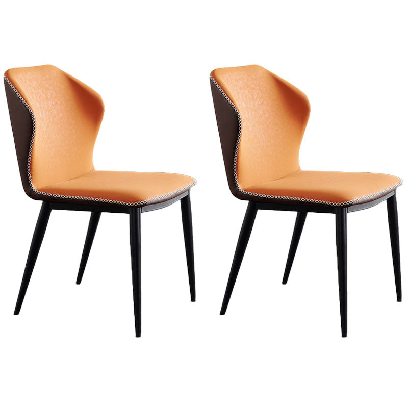 Silla de comedor de metal industrial, silla sin brazos de comedor de cuero sintético para uso en restaurantes