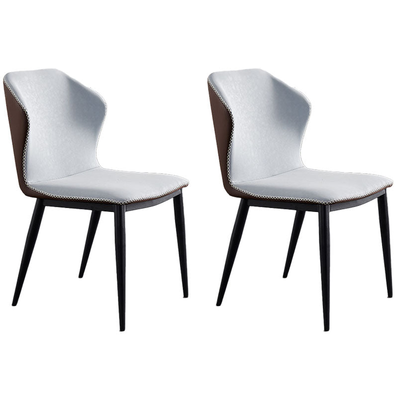 Silla de comedor de metal industrial, silla sin brazos de comedor de cuero sintético para uso en restaurantes