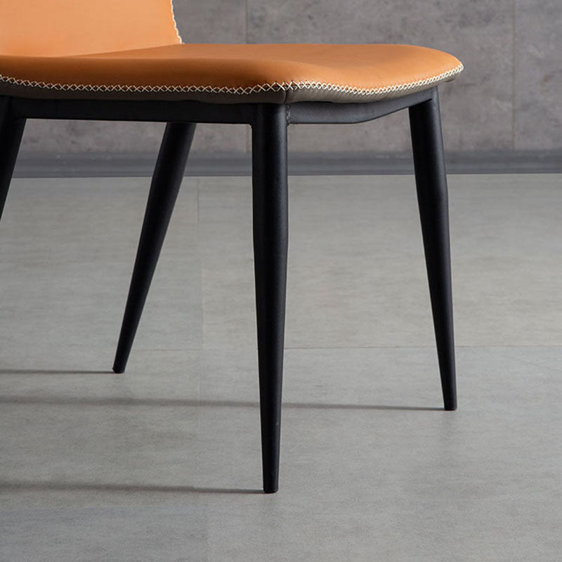 Silla de comedor de metal industrial, silla sin brazos de comedor de cuero sintético para uso en restaurantes