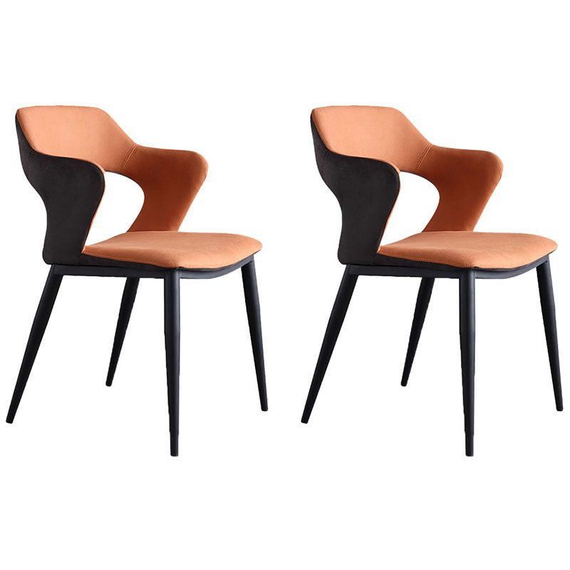 Moderne faux lederen eetkamerstoelen arm metalen eetstoelen voor restaurantgebruik