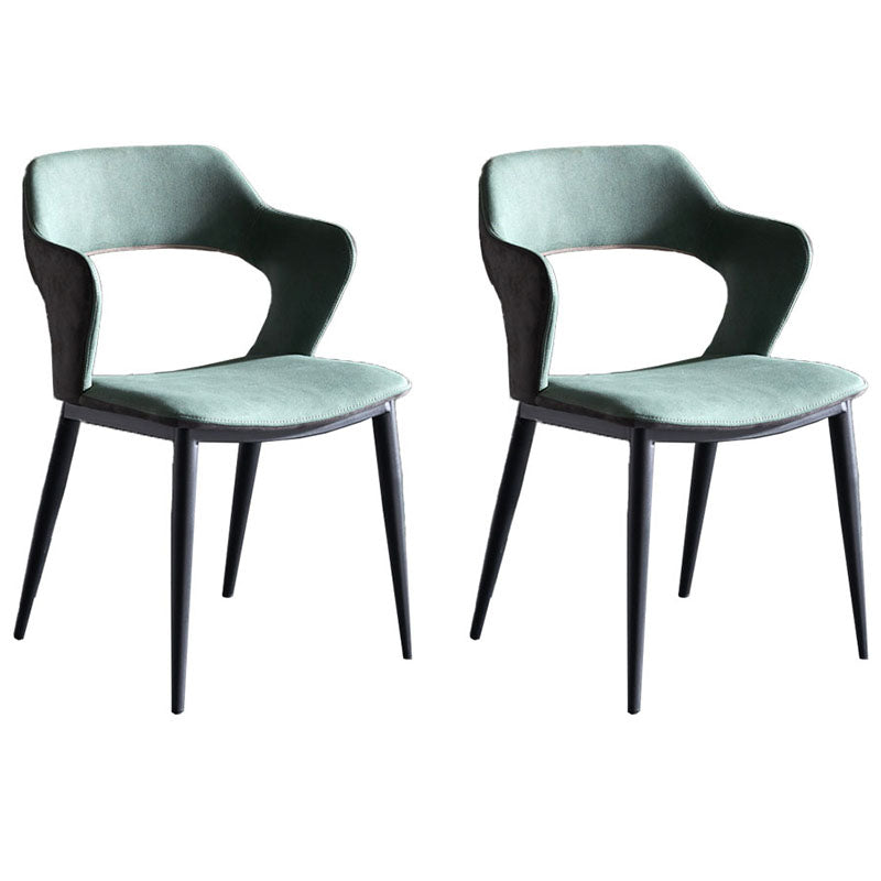 Moderne faux lederen eetkamerstoelen arm metalen eetstoelen voor restaurantgebruik