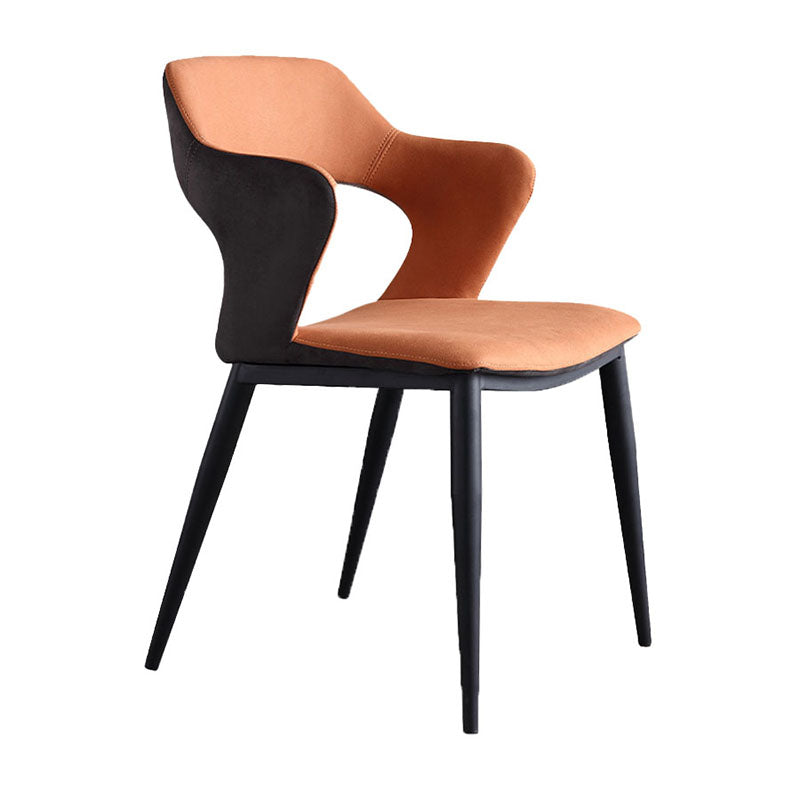 Moderne faux lederen eetkamerstoelen arm metalen eetstoelen voor restaurantgebruik