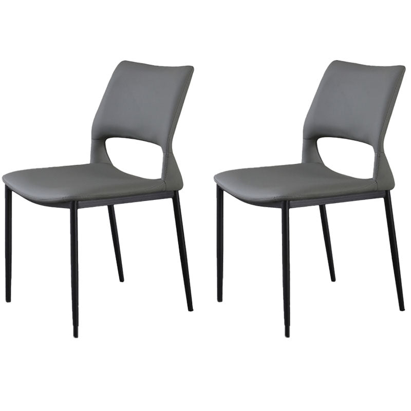 Silla lateral de comedor con respaldo abierto de estilo industrial, sillas de comedor de cuero para el hogar