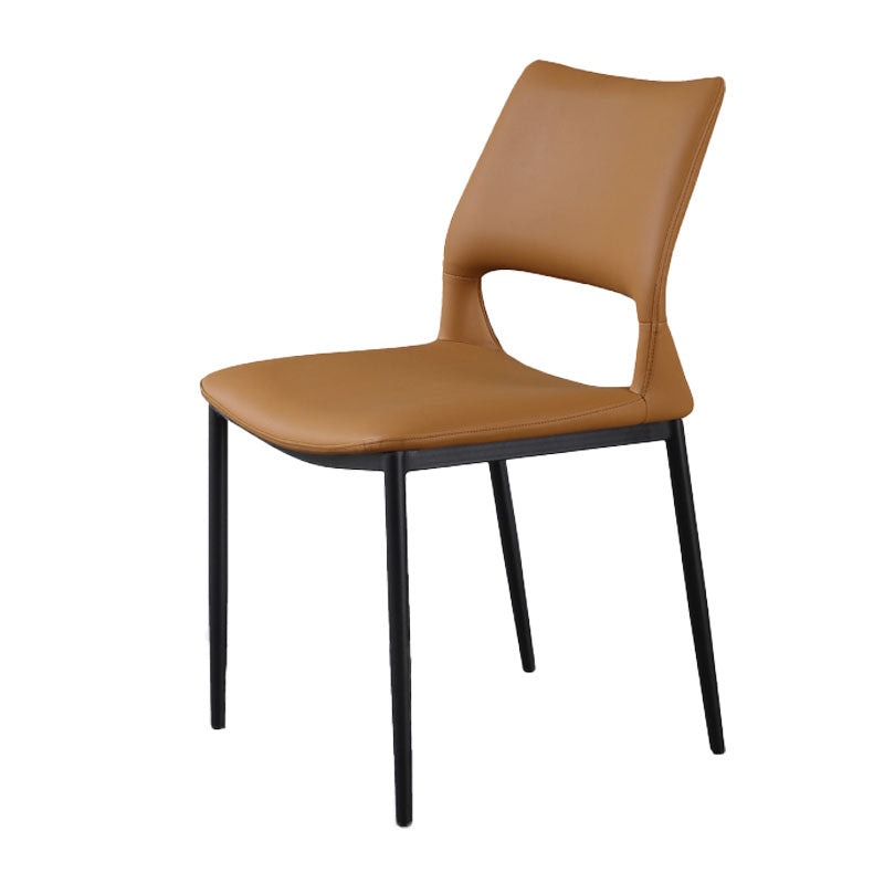 Silla lateral de comedor con respaldo abierto de estilo industrial, sillas de comedor de cuero para el hogar