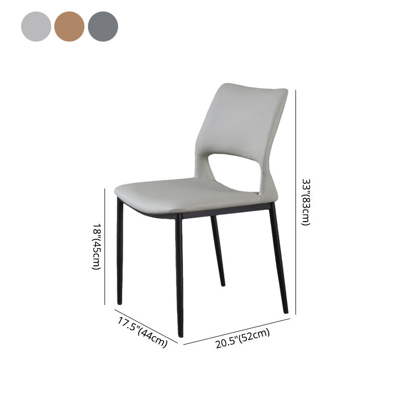Silla lateral de comedor con respaldo abierto de estilo industrial, sillas de comedor de cuero para el hogar