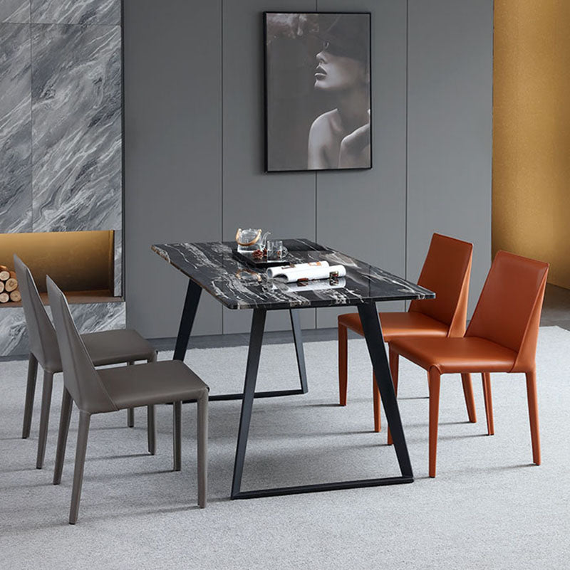 Minimalistische stijl lederen eetstoelen stoelen stevige rugarmloze eetkamerstoelen voor keuken
