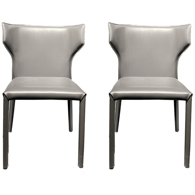 Upholstered Armless Dining Chairs Home Leather Side Chairs with Metal Legs