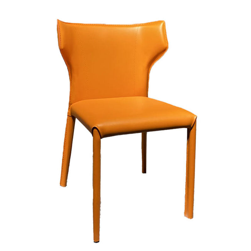 Upholstered Armless Dining Chairs Home Leather Side Chairs with Metal Legs