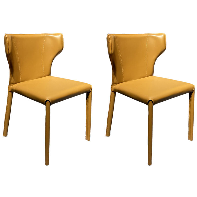 Upholstered Armless Dining Chairs Home Leather Side Chairs with Metal Legs