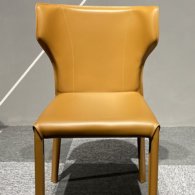 Upholstered Armless Dining Chairs Home Leather Side Chairs with Metal Legs