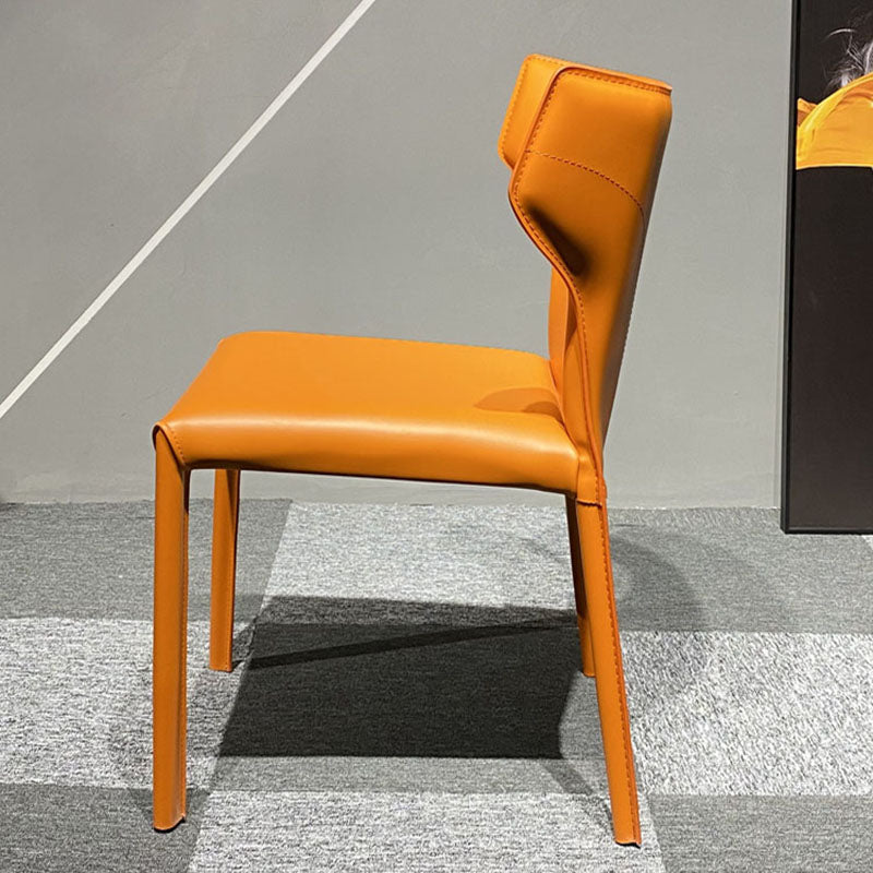 Upholstered Armless Dining Chairs Home Leather Side Chairs with Metal Legs