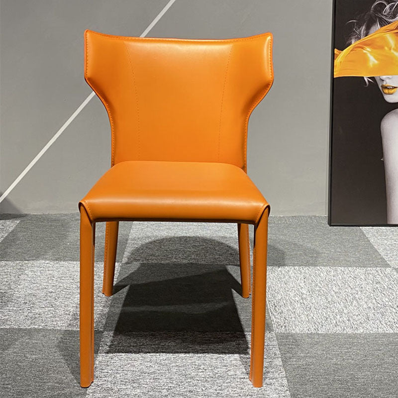 Upholstered Armless Dining Chairs Home Leather Side Chairs with Metal Legs