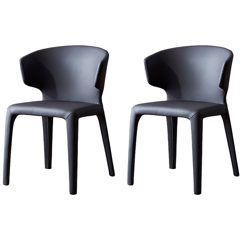 Sillas de comedor de cuero contemporáneas, sillas sin brazos con respaldo para el hogar