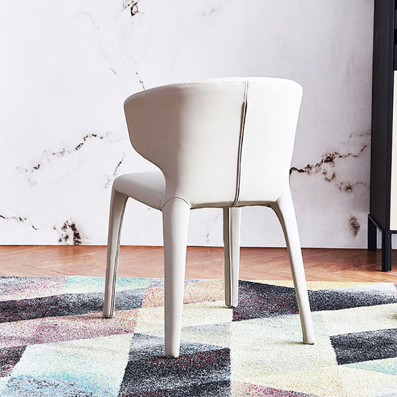 Sillas de comedor de cuero contemporáneas, sillas sin brazos con respaldo para el hogar