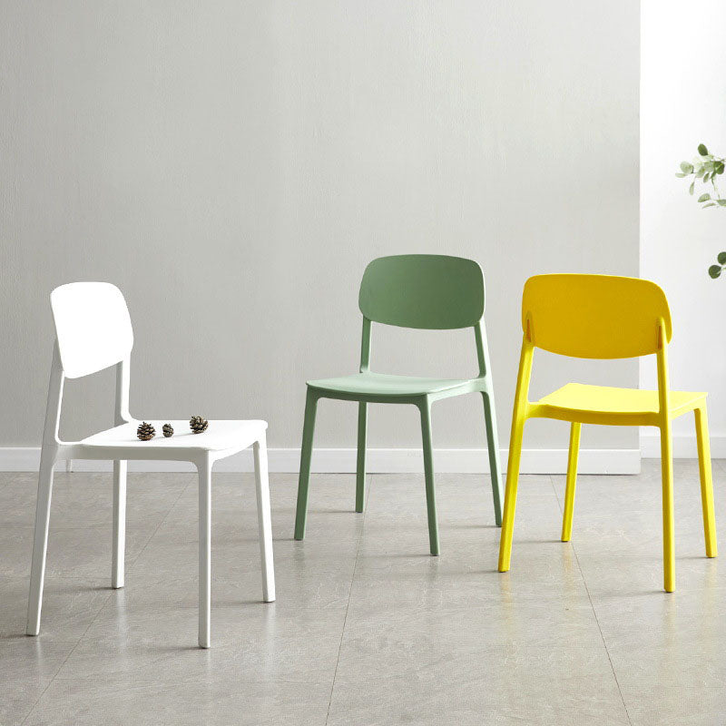 Silla lateral de comedor con respaldo abierto contemporáneo, sillas sin brazos de comedor de plástico para el hogar